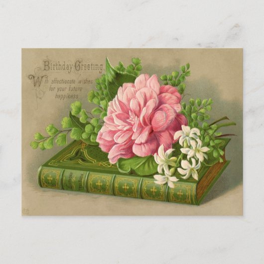 Vintager Geburtstagsgruß wünscht Blumenunterricht Postkarte (Vorderseite)