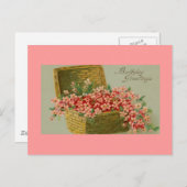 Vintager Geburtstagskorb für Blume Postkarte (Vorne/Hinten)
