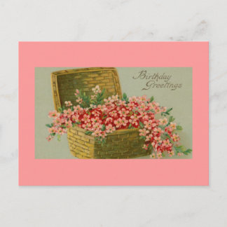 Vintager Geburtstagskorb für Blume Postkarte