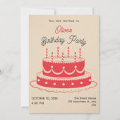 Vintager Geburtstagskuchen Einladung (Vorderseite)