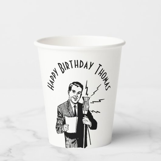 Vintager Geburtstagskünstler Pappbecher (Vorderseite)