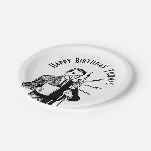 Vintager Geburtstagskünstler Pappteller (Schrägansicht)