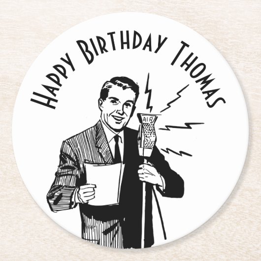 Vintager Geburtstagskünstler Runder Pappuntersetzer (Vorderseite)