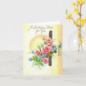 Vintager Geburtstagswunsch Karte (Gelbe Blume)