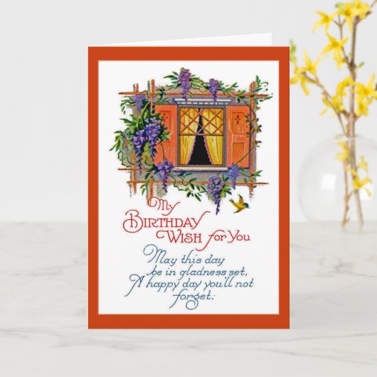 Vintager Geburtstagswunsch Karte (Gelbe Blume)