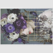 Vintager Geburtszettel mit floraler Entkundung Seidenpapier (Vorderseite)