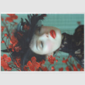 Vintager Geburtszettel mit floraler Entkundung Seidenpapier (Vorderseite)