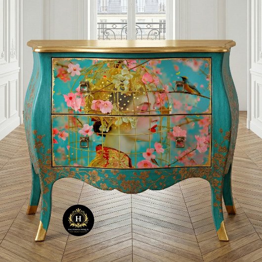 Vintager Geburtszettel mit floraler Entkundung Seidenpapier