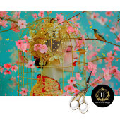 Vintager Geburtszettel mit floraler Entkundung Seidenpapier