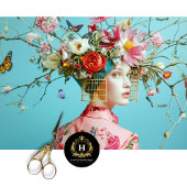 Vintager Geburtszettel mit floraler Entkundung Seidenpapier