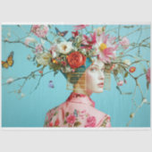 Vintager Geburtszettel mit floraler Entkundung Seidenpapier (Vorderseite)