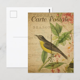 Vintager Gelbbvogel Postkarte