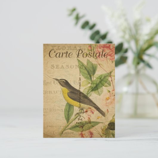 Vintager Gelbbvogel Postkarte (Stehend Vorderseite)