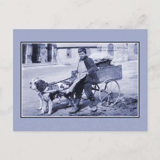 Vintager Gemüsehändler und Hundekarren Postkarte (Vorderseite)