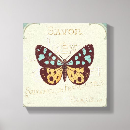 Vintager Gemusterter Schmetterling Leinwanddruck (Vorderseite)