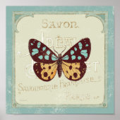 Vintager Gemusterter Schmetterling Poster (Vorne)