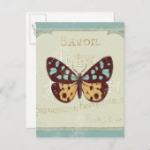 Vintager Gemusterter Schmetterling Postkarte (Vorne/Hinten)
