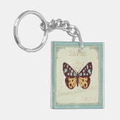 Vintager gemusterter Schmetterling Schlüsselanhänger (Vorderseite links)