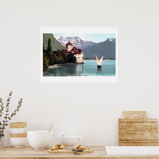 Vintager Genfersee Schloss Chillon Poster (Küche)