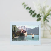 Vintager Genfersee Schloss Chillon Postkarte (Stehend Vorderseite)