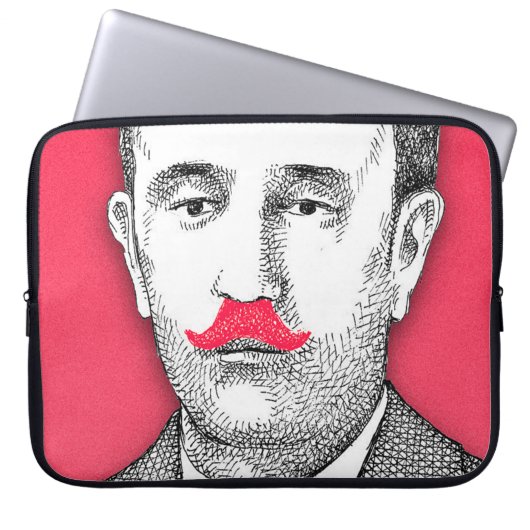 Vintager Gentleman mit Funny Pink Mustache Laptopschutzhülle (Vorderseite)