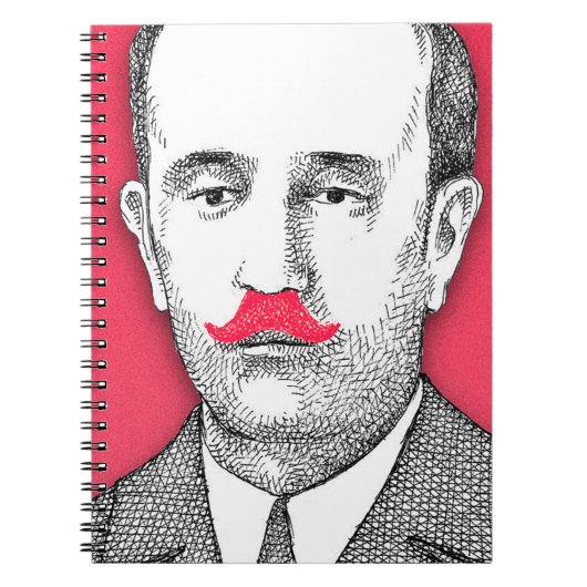 Vintager Gentleman mit Funny Pink Mustache Notizblock (Vorderseite)