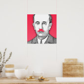 Vintager Gentleman mit Funny Pink Mustache Poster (Küche)