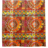 Vintager geometrischer Duschvorhang für Stämme (Vorderseite)