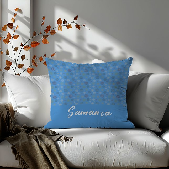 Vintager geometrischer Kreis blaue Bezeichnung Kissen (Von Creator hochgeladen)