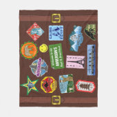 Vintager Gepäck-Weltreise-Koffer-Aufkleber-Name Fleecedecke (Vorderseite)