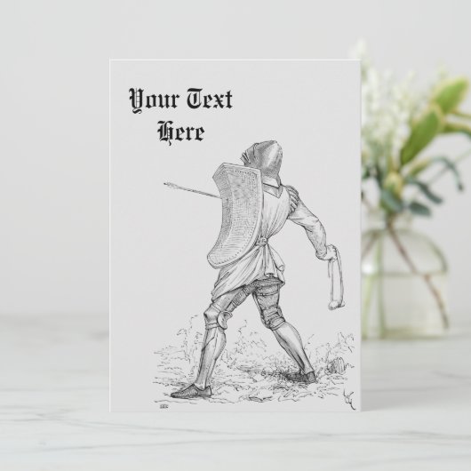 Vintager gepanzerter Ritter Einladung (Stehend Vorderseite)