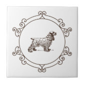 Vintager gerahmter Cocker Spaniel Fliese (Vorderseite)