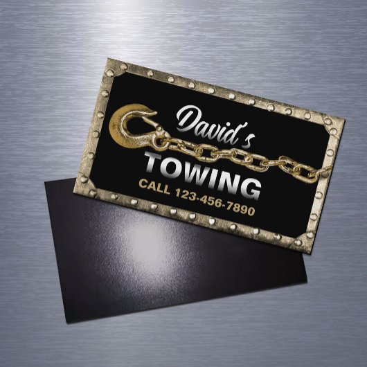 Vintager Gerahmter Schleppdienst für LKW Magnetische Visitenkarte