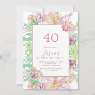 Vintager Gerahmter Summer Bouquet Geburtstag Einladung