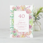 Vintager Gerahmter Summer Bouquet Geburtstag Einladung (Stehend Vorderseite)