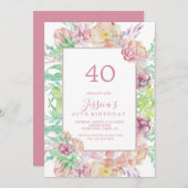 Vintager Gerahmter Summer Bouquet Geburtstag Einladung (Vorne/Hinten)