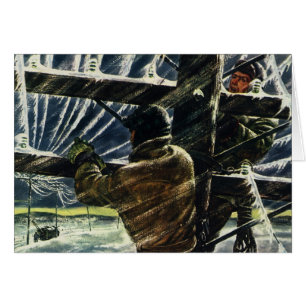 Vintager Geschäftselektriker arbeitet im Schneestu