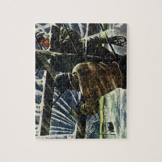 Vintager Geschäftselektriker arbeitet im Schneestu Puzzle (Vertikal)
