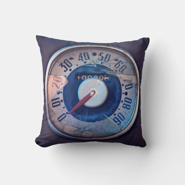Vintager Geschwindigkeitsmesser Throwpillow Kissen (Vorderseite)