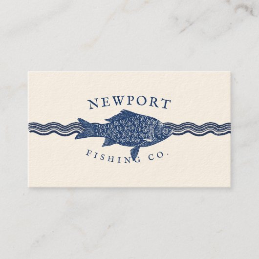 Vintager Gestaltungsfisch, Wellenmeer Visitenkarte (Vorderseite)