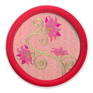 Vintager gestickter nähender Knopf der Blume Keramikknauf