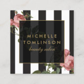 Vintager, gestreifter Schönheitssalon Quadratische Visitenkarte (Vorderseite)