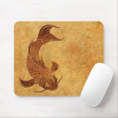 Vintager getragener Koi Fisch-Entwurf Mousepad (Mit Mouse)