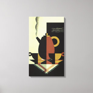 Vintager Getränk-Getränkekaffee-Topf mit Schalen Leinwanddruck