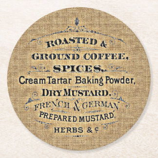 Vintager Getreidespeicher im Lebensmittelgeschäft  Runder Pappuntersetzer