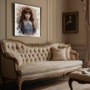 Vintager Girl Doll Core Whimsical Leinwanddruck