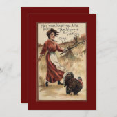 Vintager Girl Fest Erntedank Feiertagskarte (Vorne/Hinten)