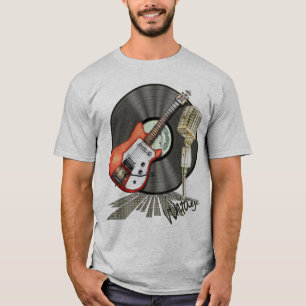 Vintager Gitarren-und Mikrofon-Entwurf T-Shirt