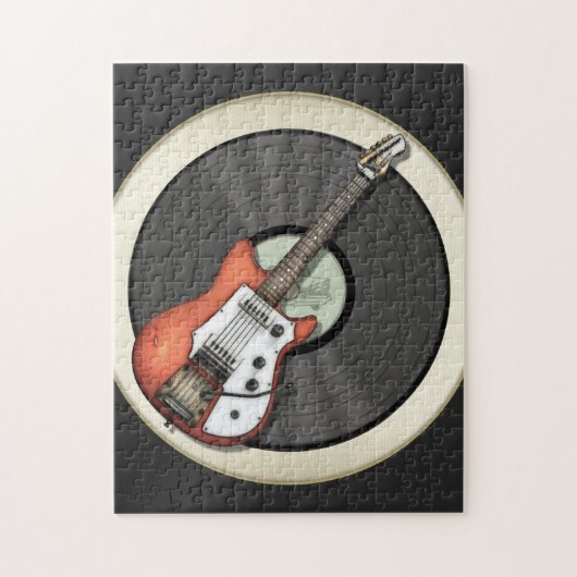 Vintager Gitarren-und Vinylaufzeichnungs-Entwurf Puzzle (Vertikal)