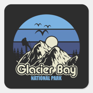 Vintager Glacier Bay-Nationalpark Quadratischer Aufkleber